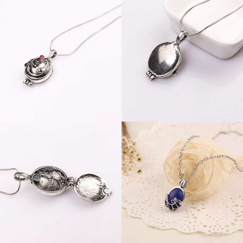 Youu UoYu TFYU 2 Pcs The Vampire D.rs Elena Gilbert Opening Vervain Locket Pendant Necklace and Daywalking Katherine Necklace Pendant Charm Necklace-Royal Blue with Transparent Box - Image 4